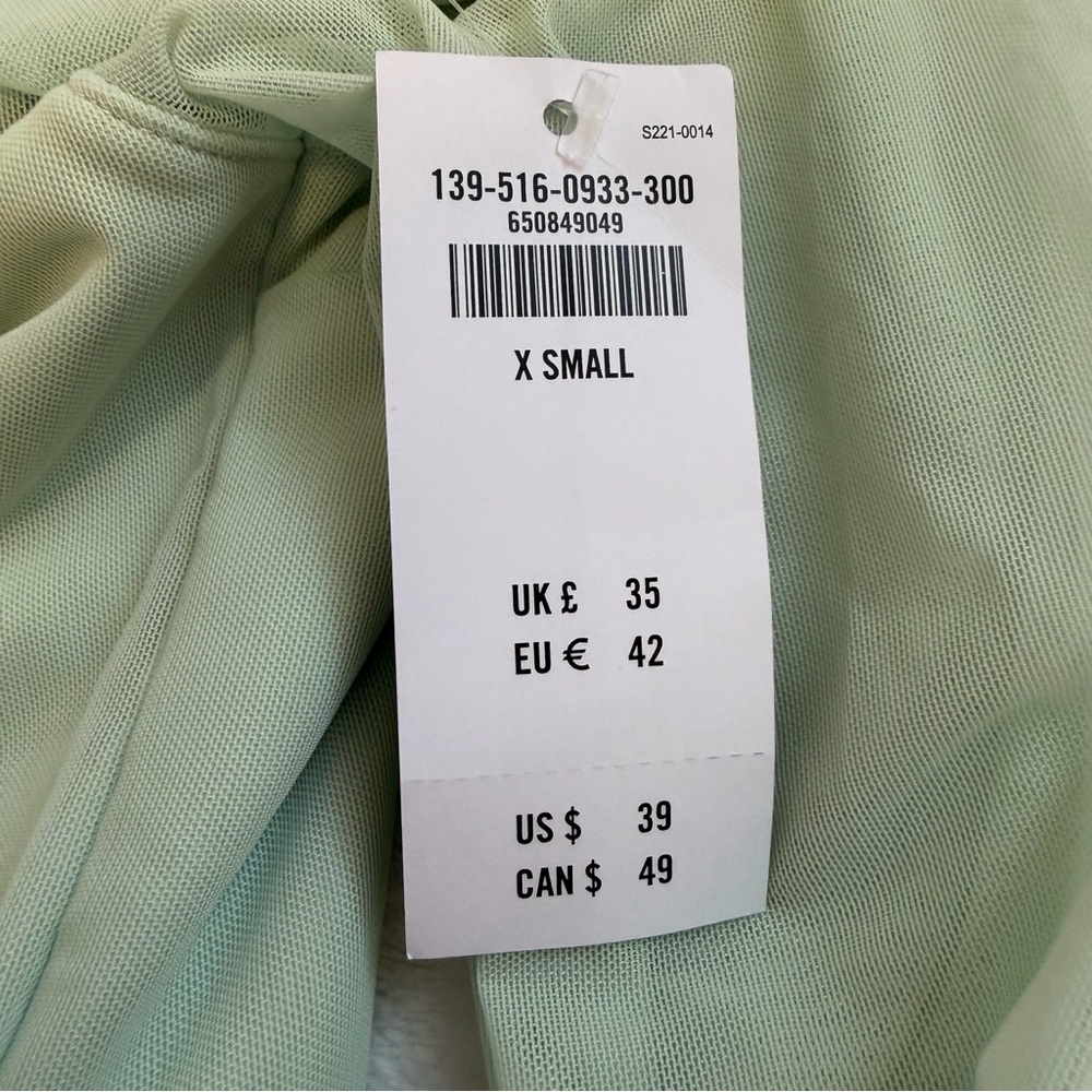 NWT Abercrombie & Fitch Mesh Long Sleeve One Shoulder Sage Green Top - Picture 5 of 9